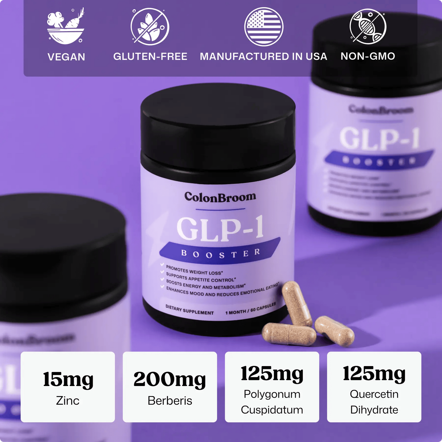 GLP-1 Weight Management Supplement for Women & Men - GLP1 Supports Appetite Control, Energy & Mood Balance - Vegan, Gluten-Free Diet Capsules | 60 Count