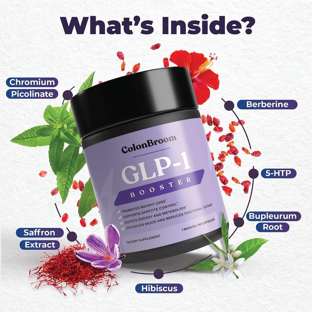 GLP-1 Weight Management Supplement for Women & Men - GLP1 Supports Appetite Control, Energy & Mood Balance - Vegan, Gluten-Free Diet Capsules | 60 Count