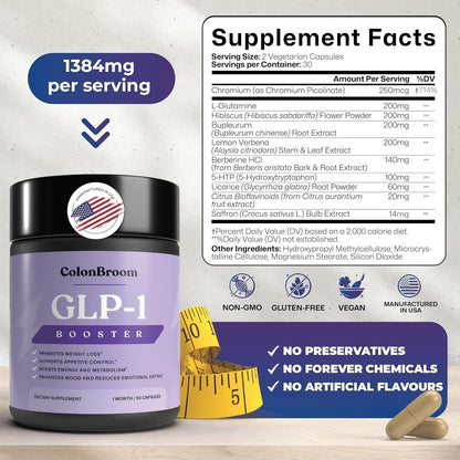 GLP-1 Weight Management Supplement for Women & Men - GLP1 Supports Appetite Control, Energy & Mood Balance - Vegan, Gluten-Free Diet Capsules | 60 Count